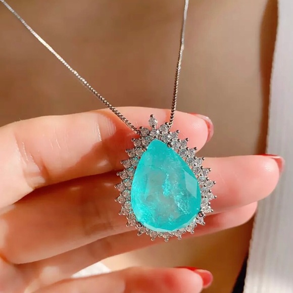 ✨ Oval Paraiba Tourmaline Earring & Pendant Set✨ - Picture 4 of 5